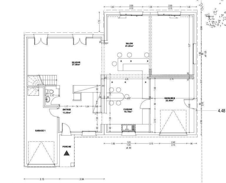 réalisations plan vue de dessus en coupe